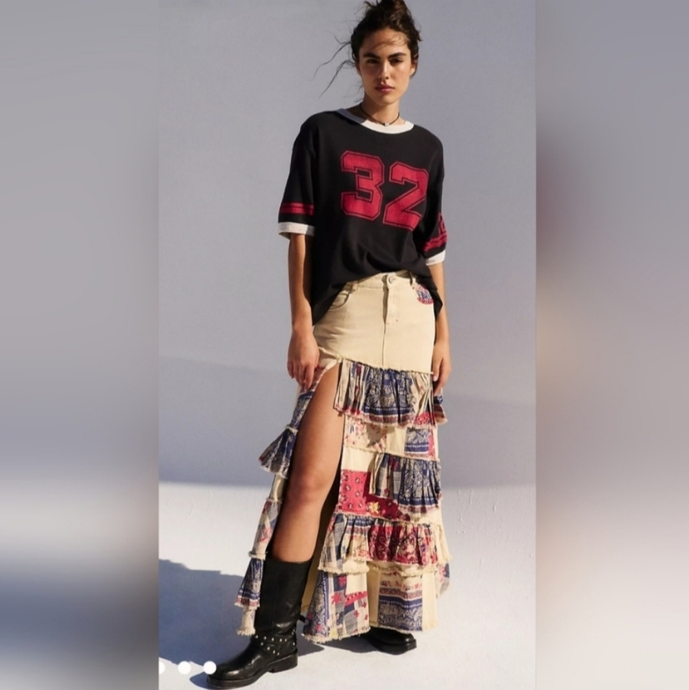 NWT  FREE PEOPLE Harvest Moon Maxi Skirt Size 30